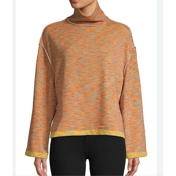 NWOT Free People Sunny Days boho retro Knit Mock Turtleneck Sweater sz XS - Picture 2 of 9